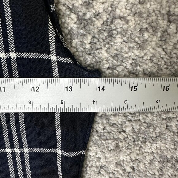Theory Peplum Sweater Womens Small Navy Windowpane Plaid Kalora Lustrate Top - Picture 2 of 6